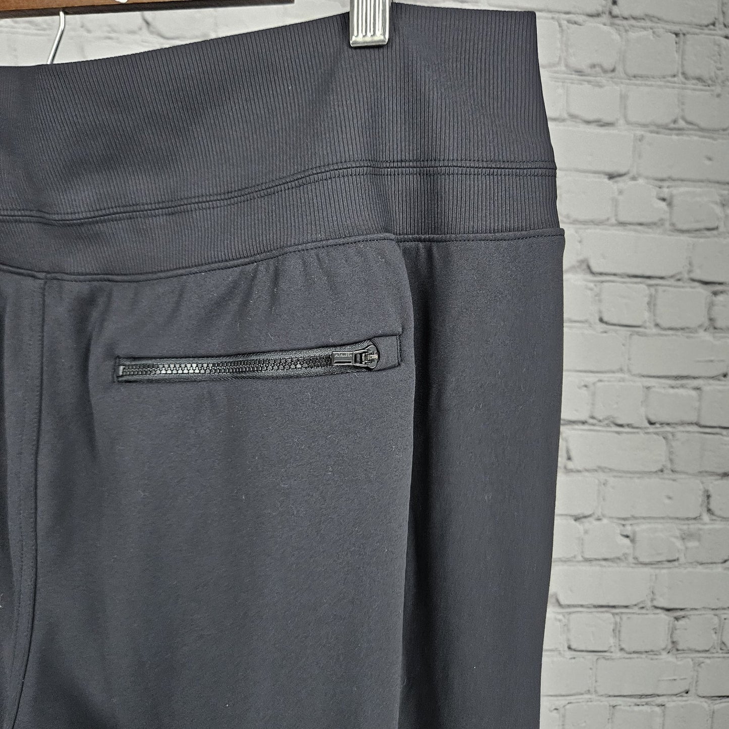 Athleta Black High Rise Comfort Waistband Pull On Wide Leg Pants 1X (35x29)