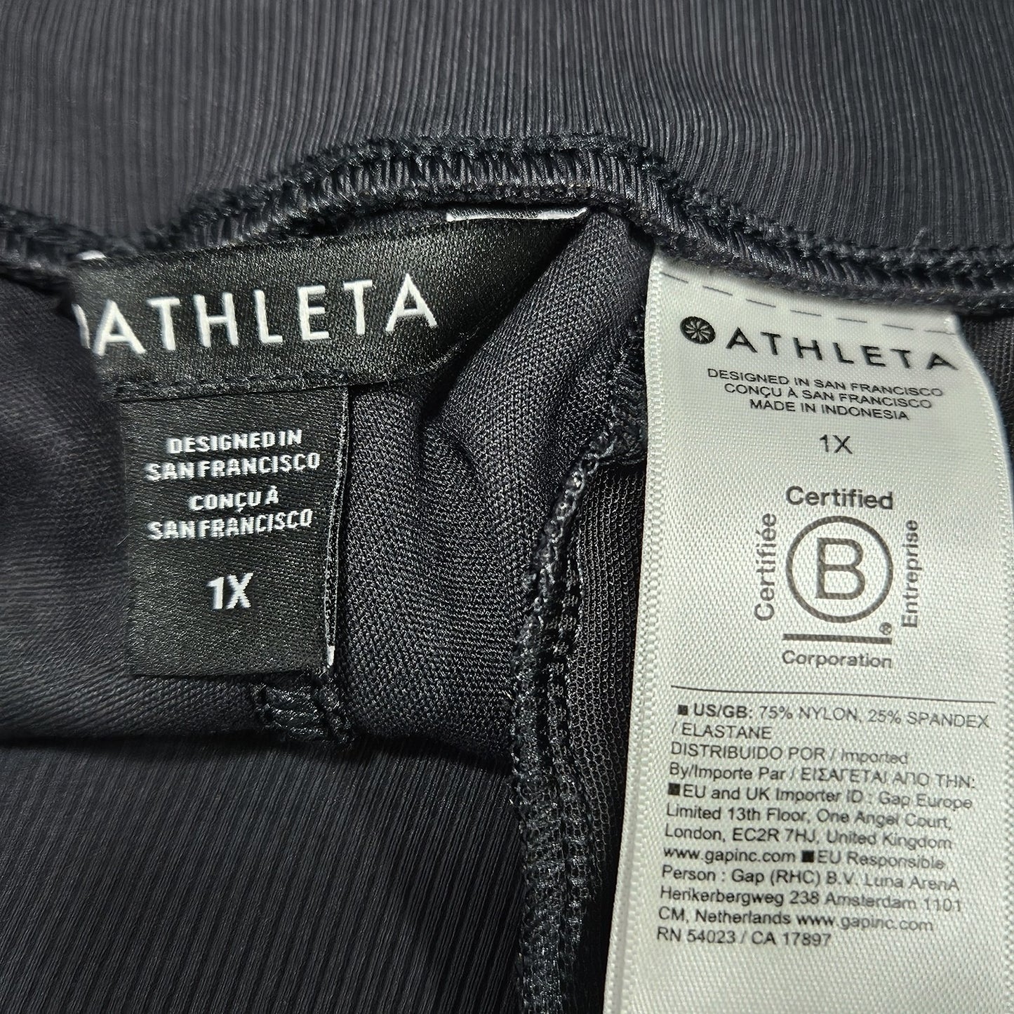 Athleta Black High Rise Comfort Waistband Pull On Wide Leg Pants 1X (35x29)