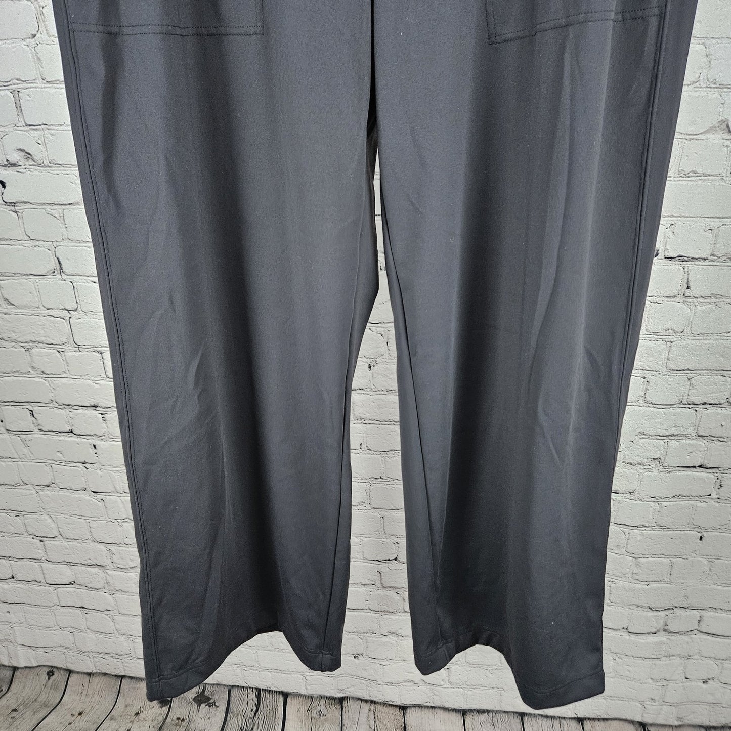 Athleta Black High Rise Comfort Waistband Pull On Wide Leg Pants 1X (35x29)
