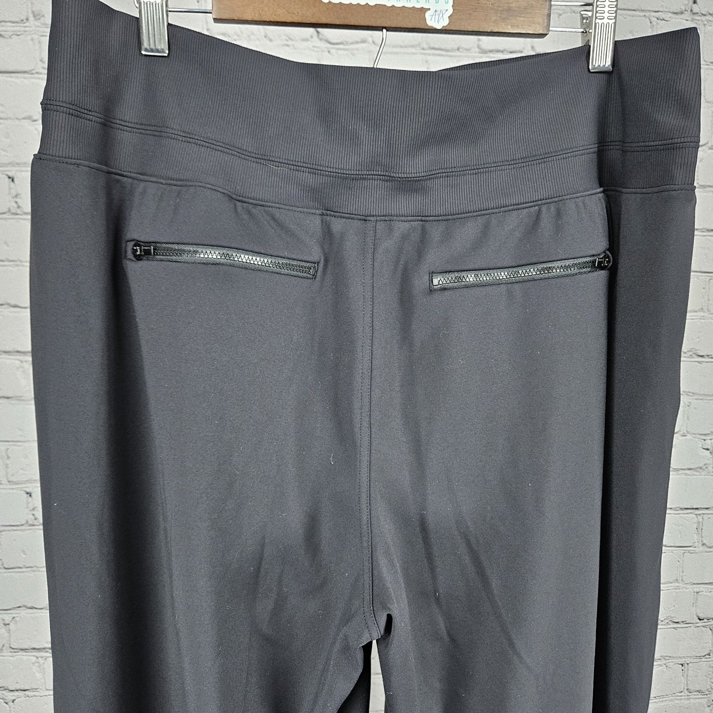 Athleta Black High Rise Comfort Waistband Pull On Wide Leg Pants 1X (35x29)