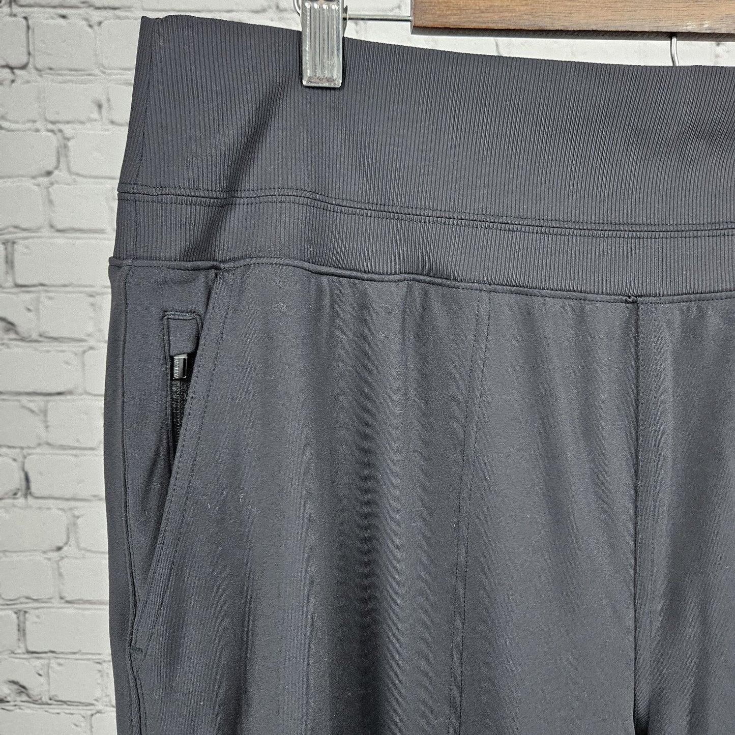 Athleta Black High Rise Comfort Waistband Pull On Wide Leg Pants 1X (35x29)