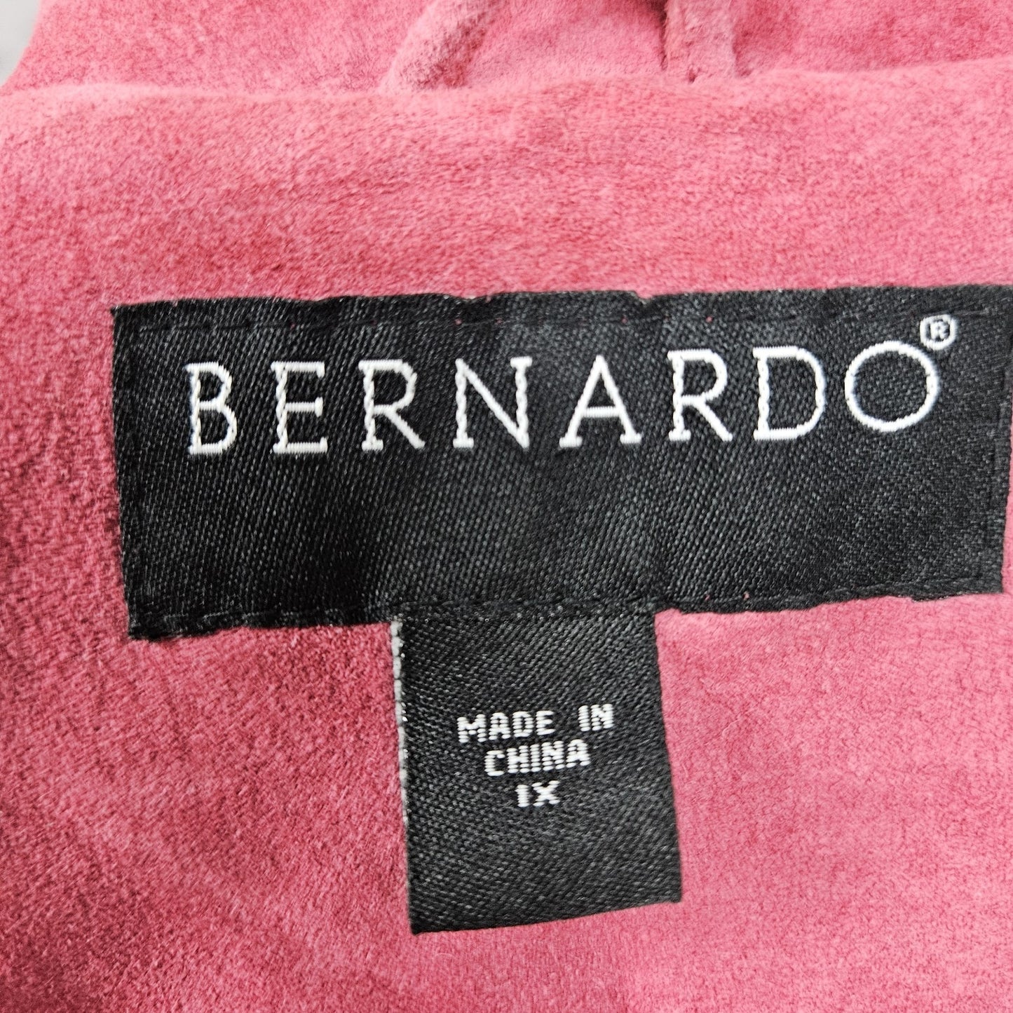 Bernardo Pink Genuine Suede Leather Buttoned Unlined Collared Shacket Jacket 1X