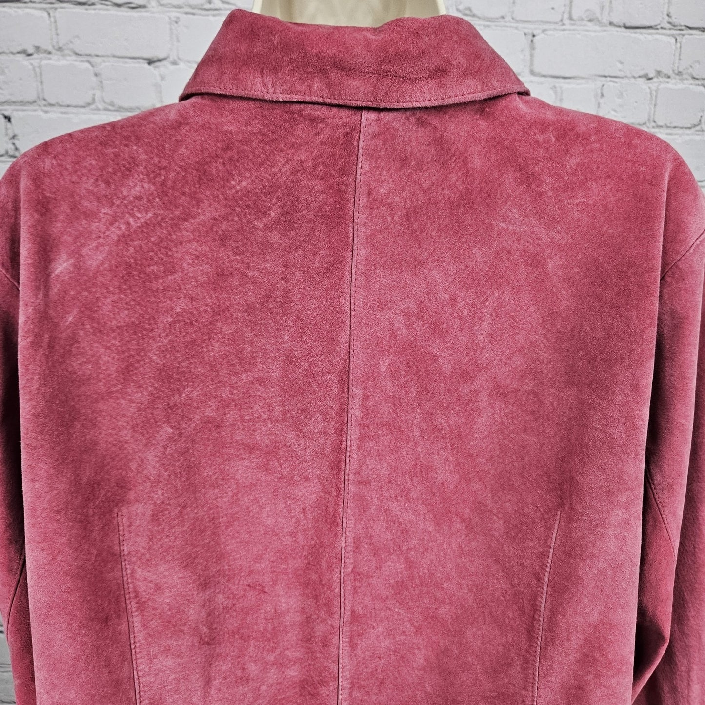 Bernardo Pink Genuine Suede Leather Buttoned Unlined Collared Shacket Jacket 1X