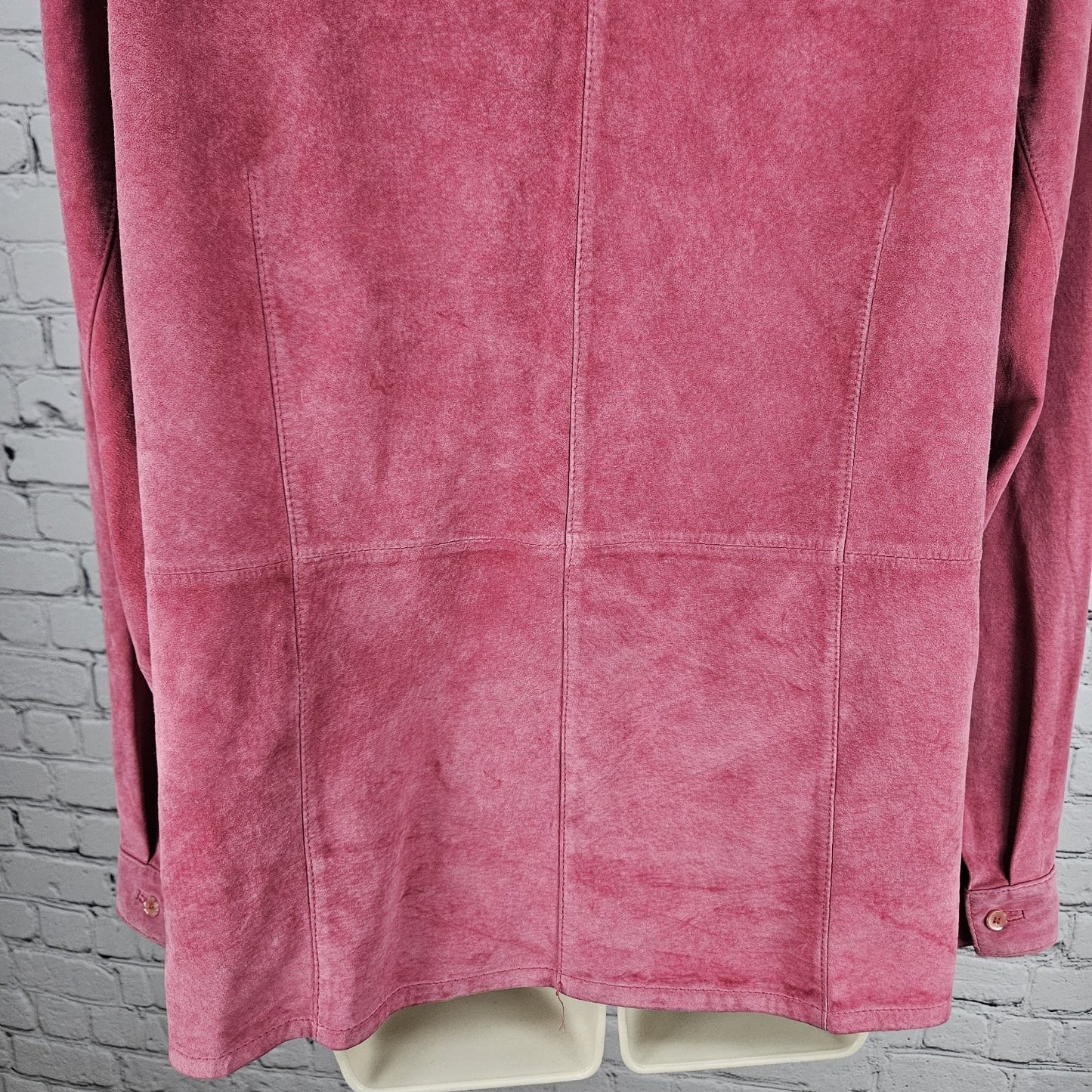 Bernardo Pink Genuine Suede Leather Buttoned Unlined Collared Shacket Jacket 1X