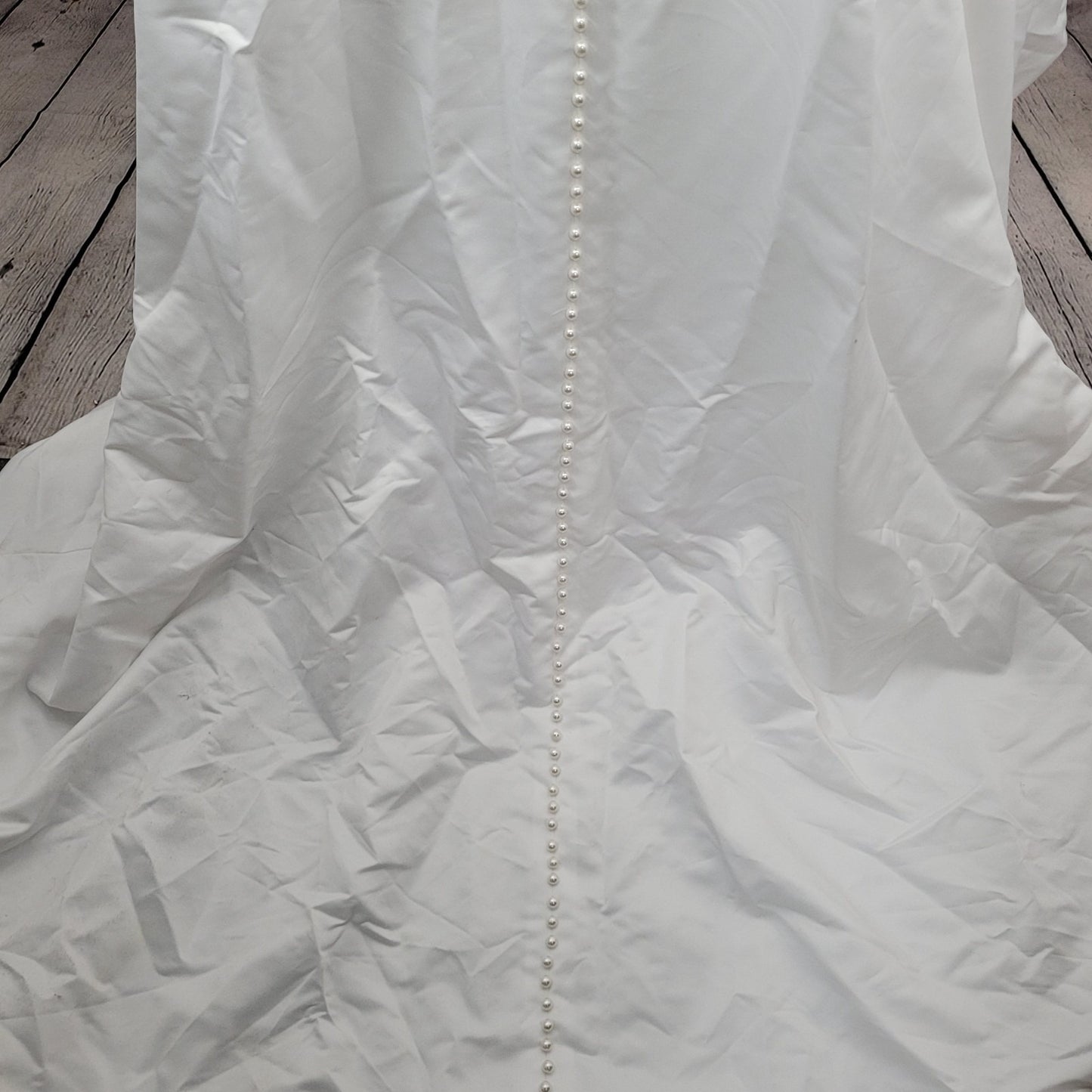 Alfred Angelo White Pearl Beaded Train Bridal A-Line #1973 Wedding Dress Gown 16