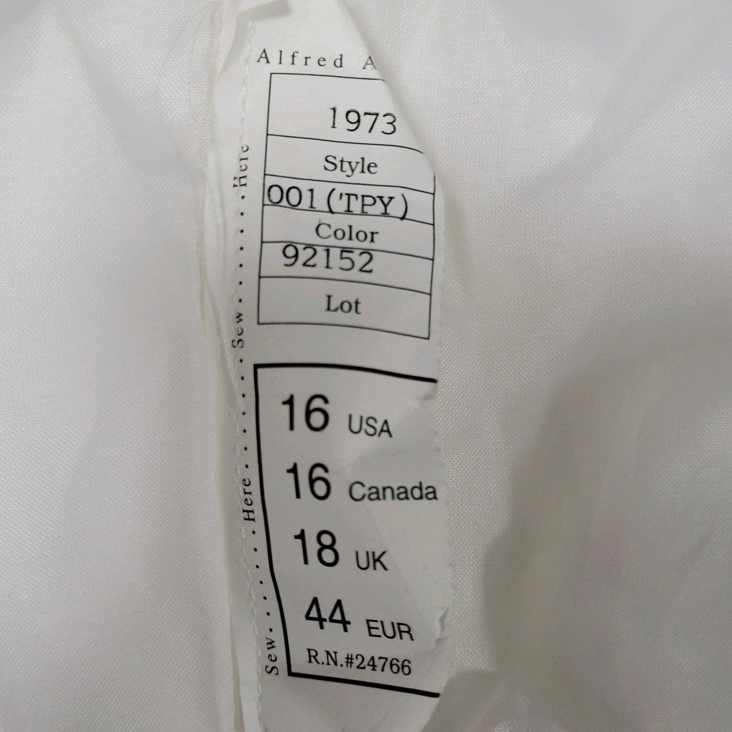 Alfred Angelo White Pearl Beaded Train Bridal A-Line #1973 Wedding Dress Gown 16