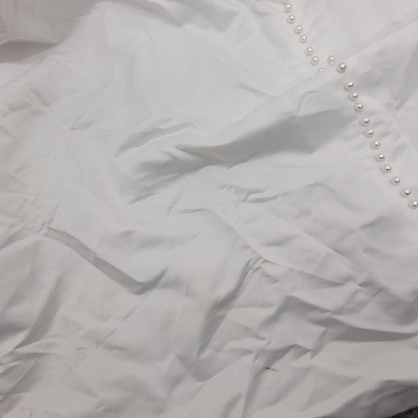 Alfred Angelo White Pearl Beaded Train Bridal A-Line #1973 Wedding Dress Gown 16