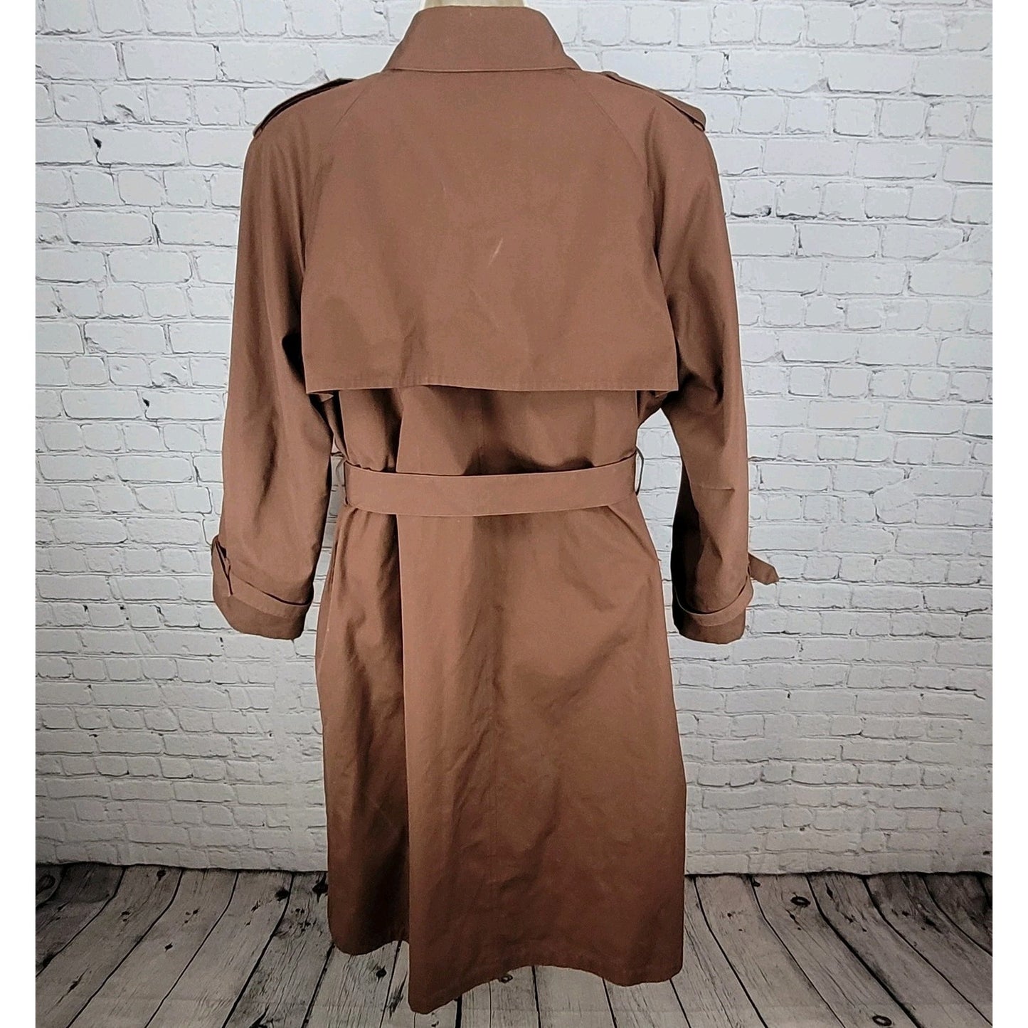 London Fog Brown Belted Faux Fur Removable Liner Buttoned Maincoat Over Coat 16R