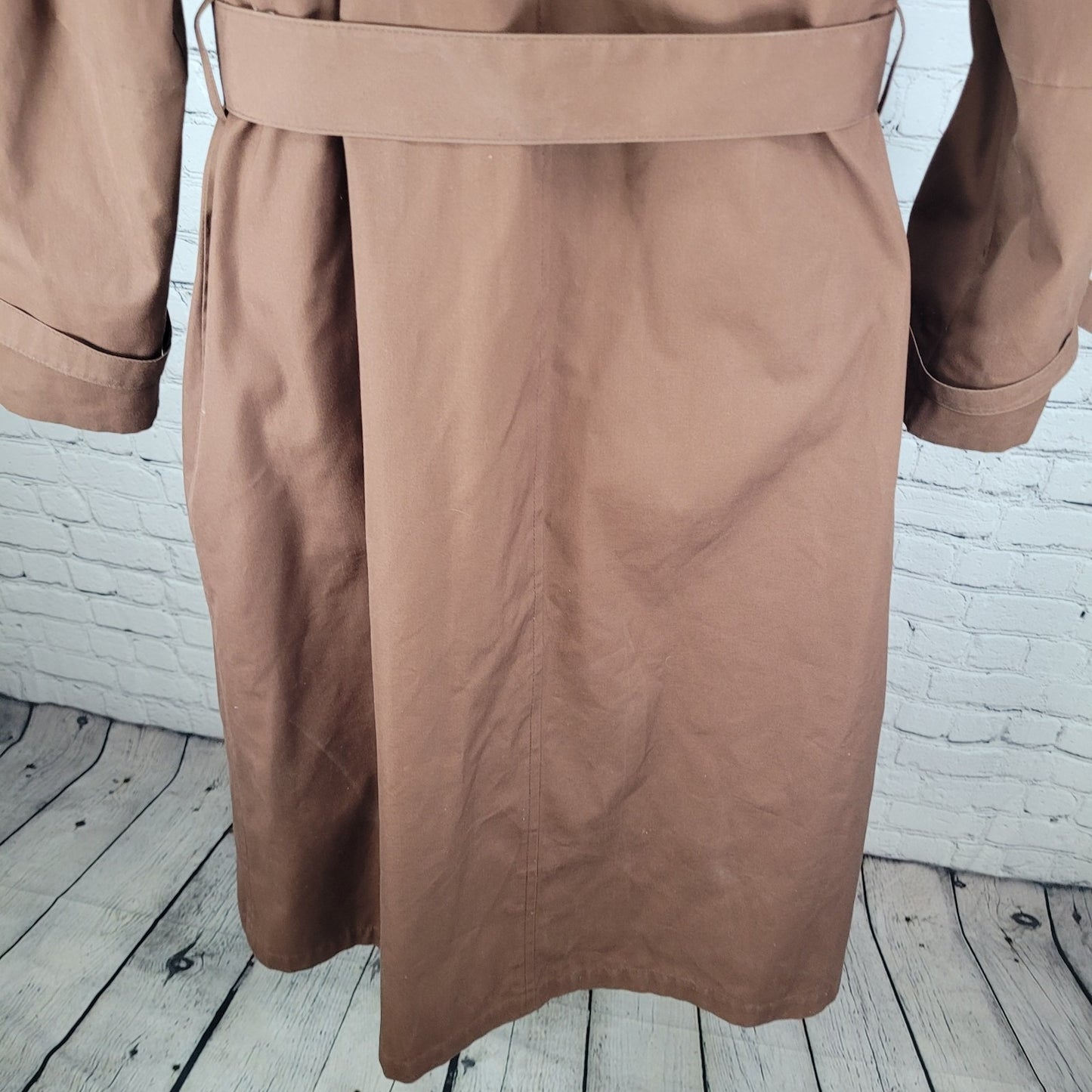 London Fog Brown Belted Faux Fur Removable Liner Buttoned Maincoat Over Coat 16R
