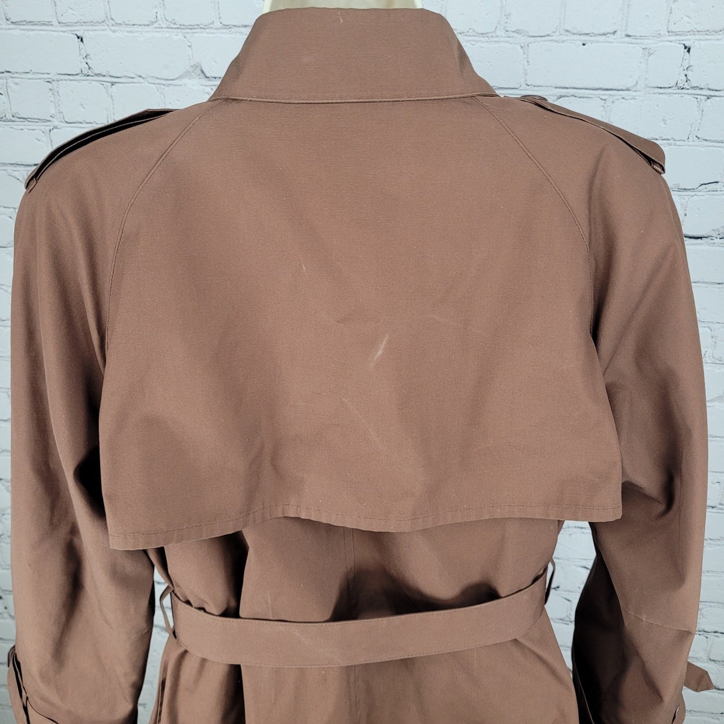 London Fog Brown Belted Faux Fur Removable Liner Buttoned Maincoat Over Coat 16R