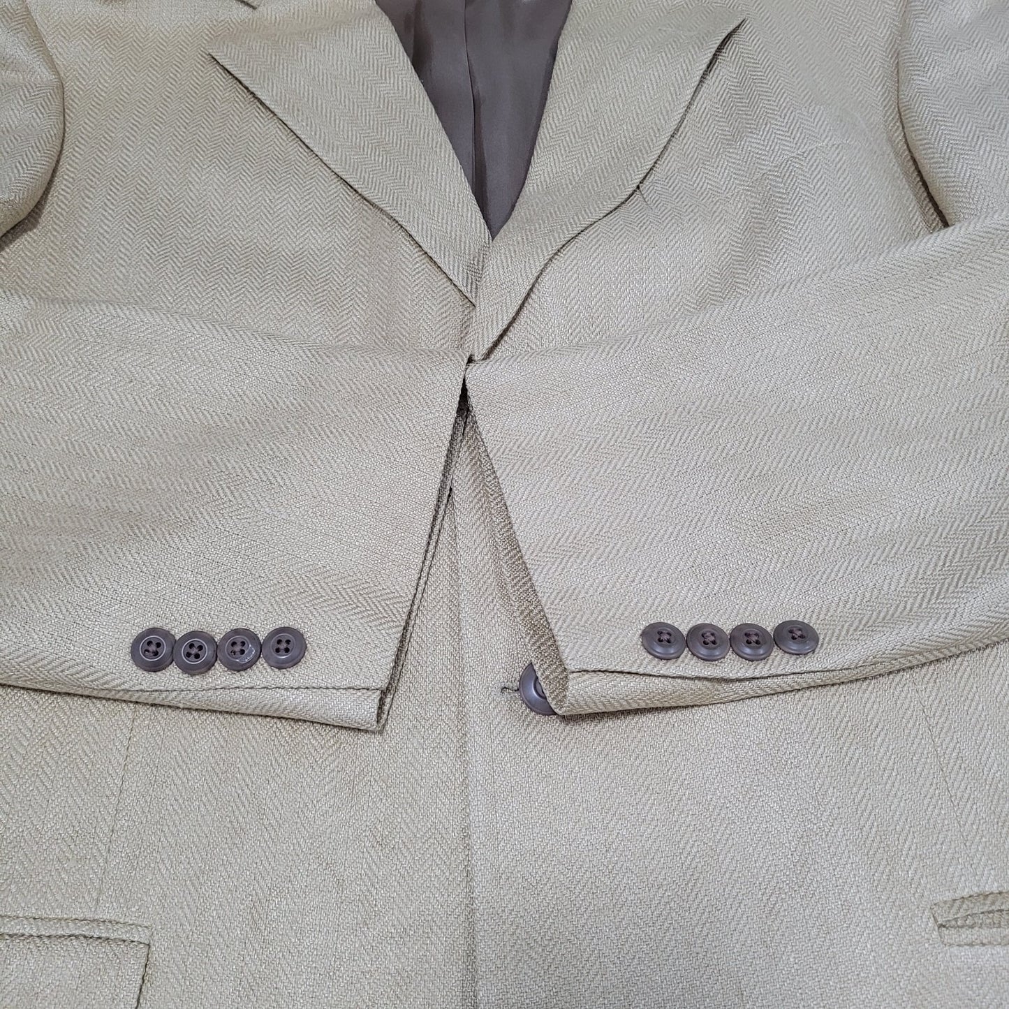 Bachrach Gold 100% Silk Herringbone 3 Button Notch Blazer Sport Coat 42L