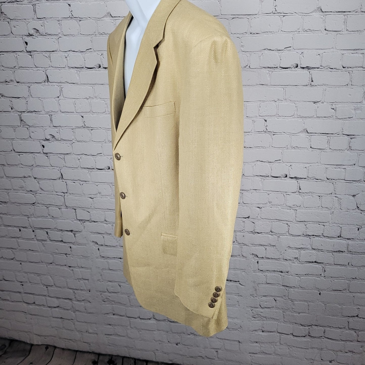 Bachrach Gold 100% Silk Herringbone 3 Button Notch Blazer Sport Coat 42L