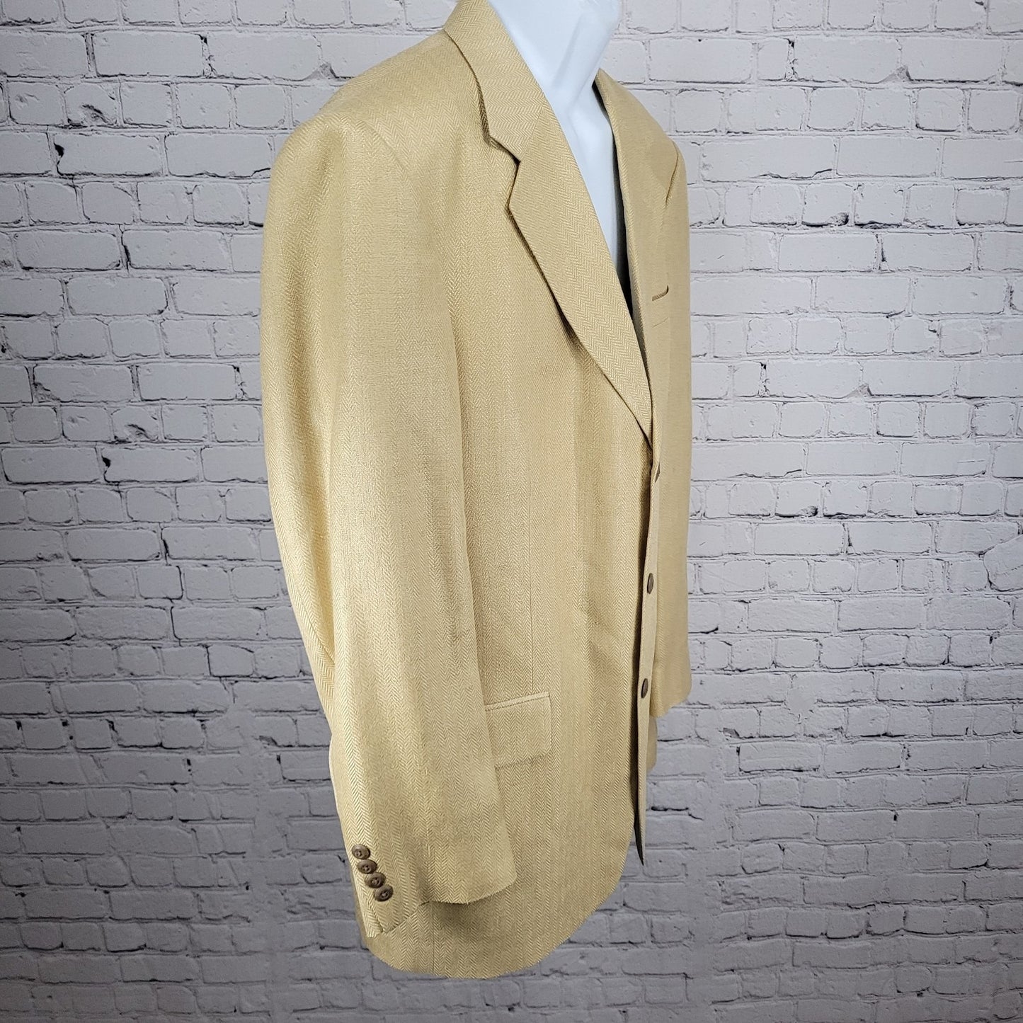 Bachrach Gold 100% Silk Herringbone 3 Button Notch Blazer Sport Coat 42L