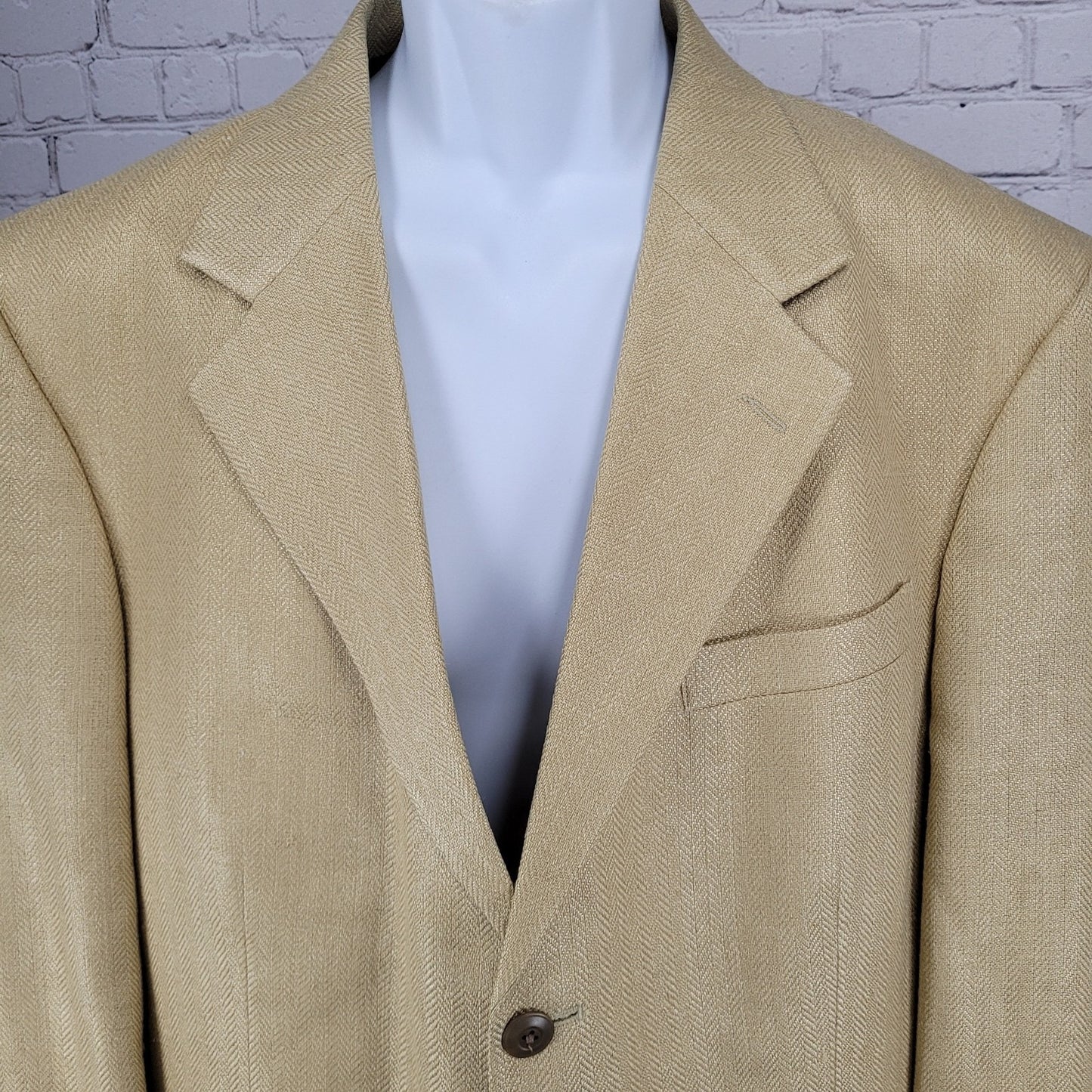Bachrach Gold 100% Silk Herringbone 3 Button Notch Blazer Sport Coat 42L
