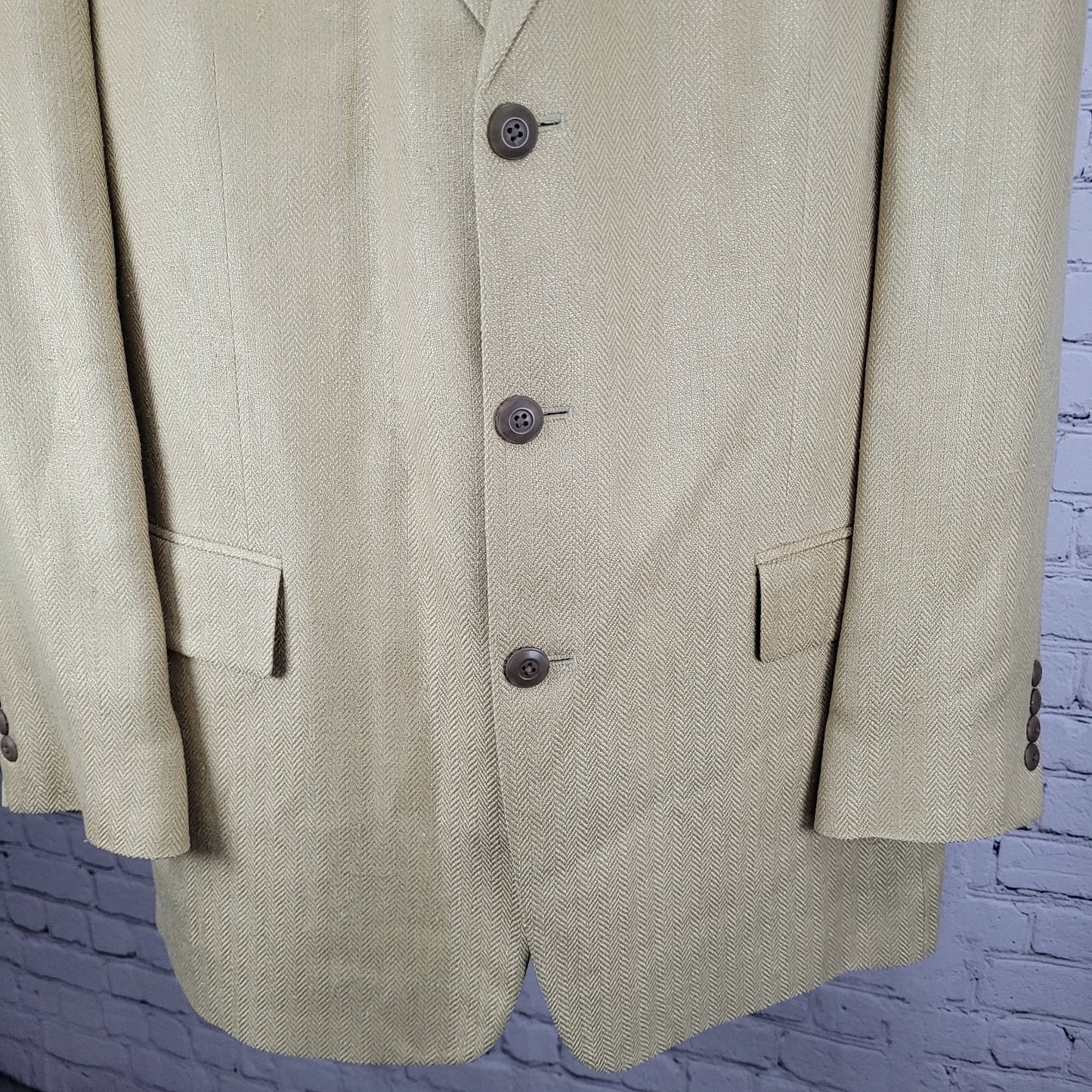Bachrach Gold 100% Silk Herringbone 3 Button Notch Blazer Sport Coat 42L