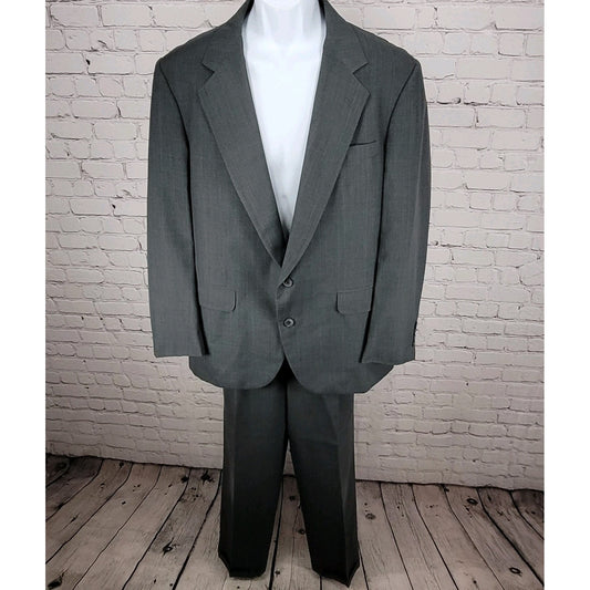 VTG Corbin Grey Full 2 Piece Suit Set USA Made Jacket Size 40 Cuffed Pants 33x32