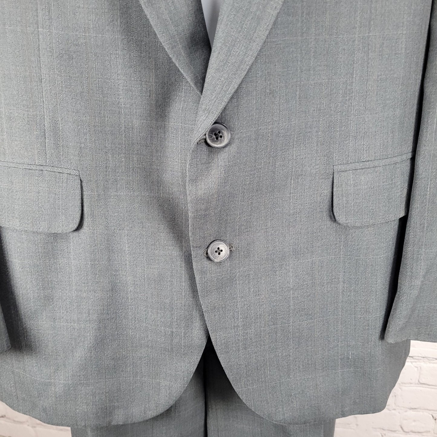VTG Corbin Grey Full 2 Piece Suit Set USA Made Jacket Size 40 Cuffed Pants 33x32