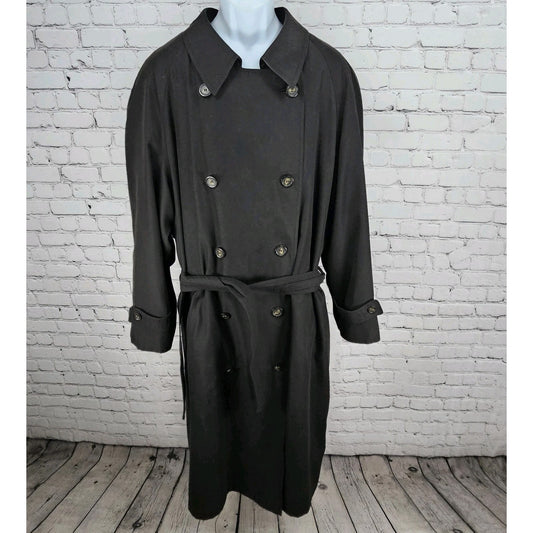 Lauren Ralph Lauren Black Microfiber Wool Blend Liner Belted Trench Coat  44R