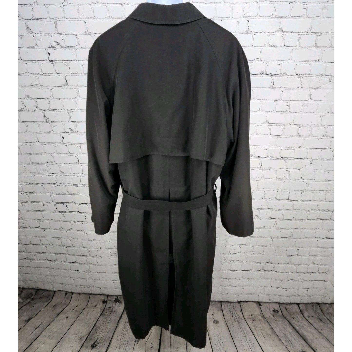 Lauren Ralph Lauren Black Microfiber Wool Blend Liner Belted Trench Coat  44R