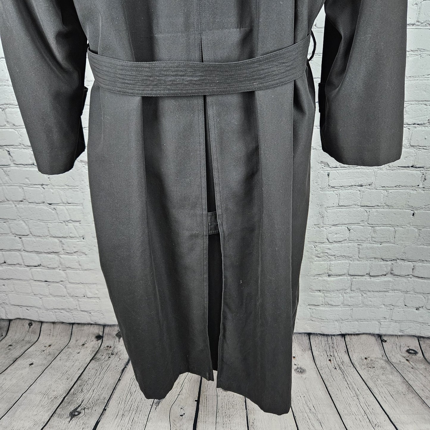 Lauren Ralph Lauren Black Microfiber Wool Blend Liner Belted Trench Coat  44R