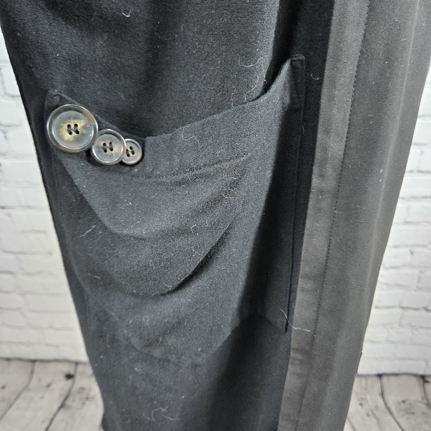 Lauren Ralph Lauren Black Microfiber Wool Blend Liner Belted Trench Coat  44R