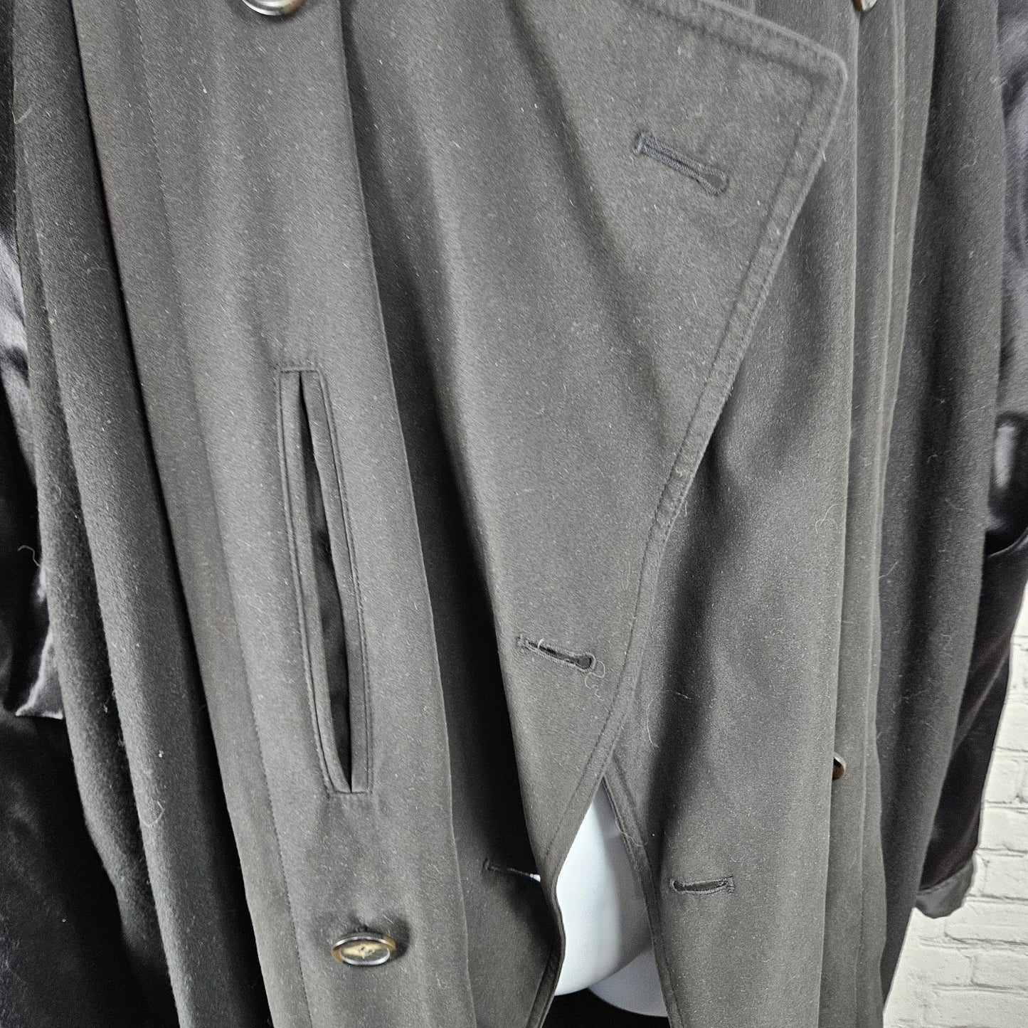 Lauren Ralph Lauren Black Microfiber Wool Blend Liner Belted Trench Coat  44R