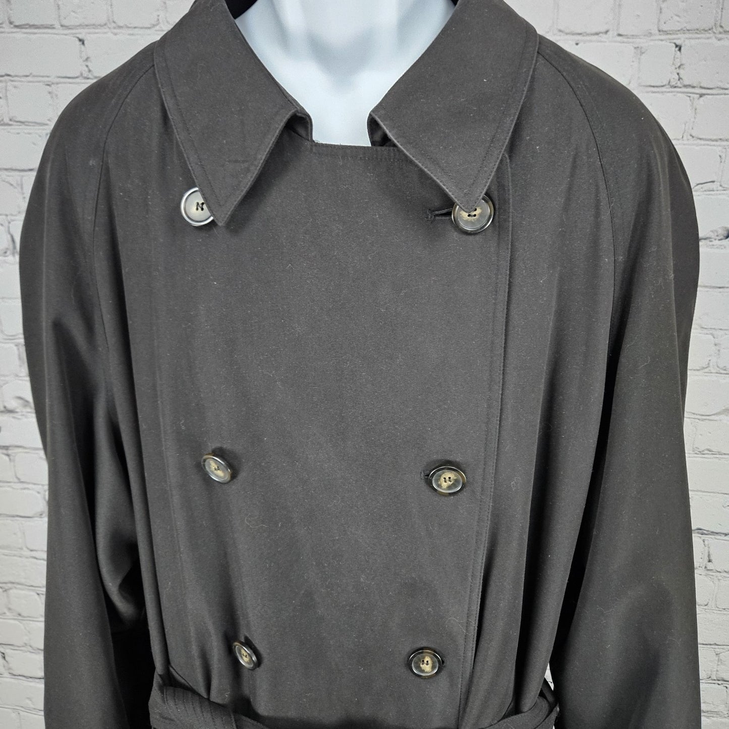 Lauren Ralph Lauren Black Microfiber Wool Blend Liner Belted Trench Coat  44R
