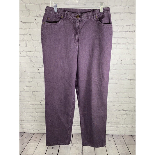 Ruby Rd Purple Sparkle Glittery Straight Leg Denim Jeans Womens 10 W29” I29”