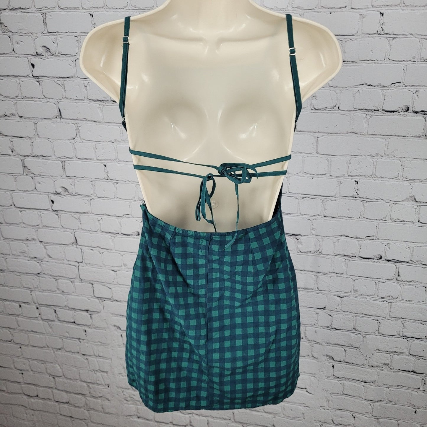 Urban Outfitters Green Strappy Back Lightweight Stretch Mini Dress Size Small S
