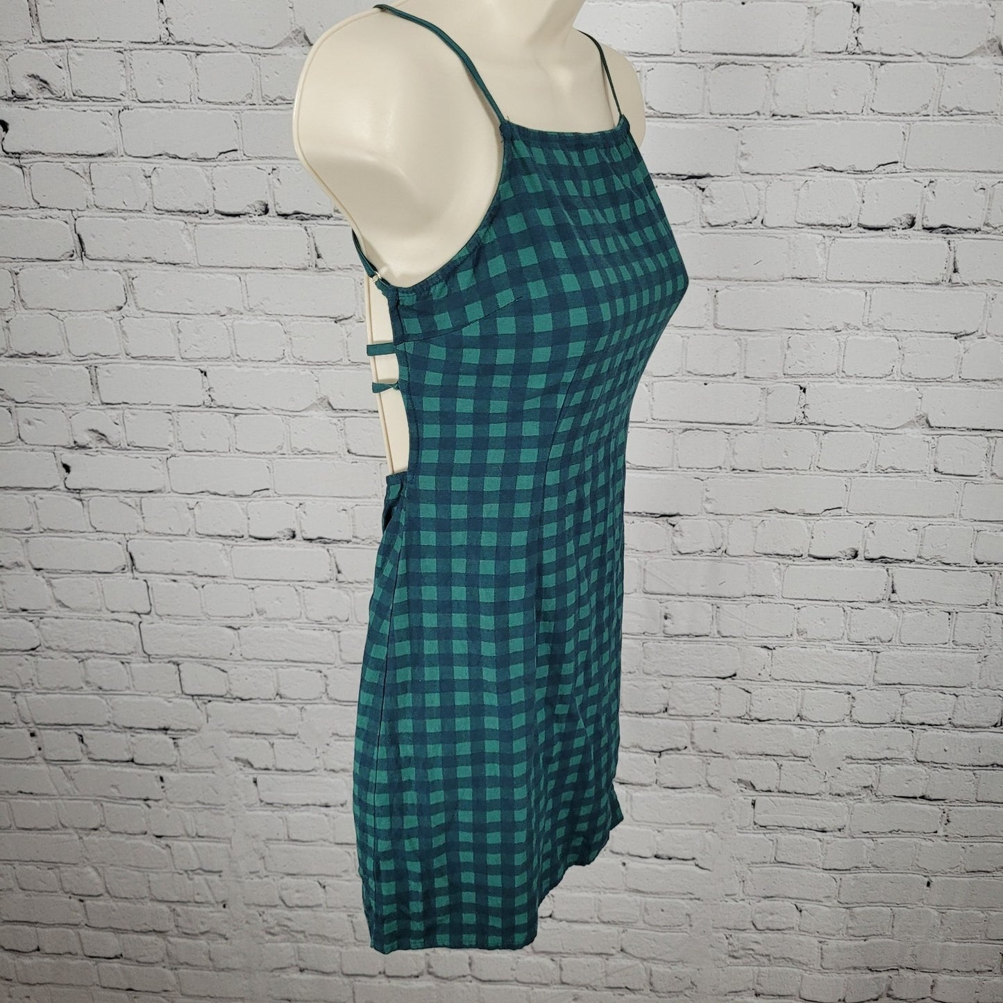 Urban Outfitters Green Strappy Back Lightweight Stretch Mini Dress Size Small S