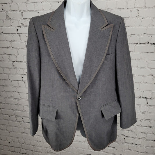 VTG Mike Martin Grey 1 Button Peak Western Vented Tuxedo Sport Coat Size 40S