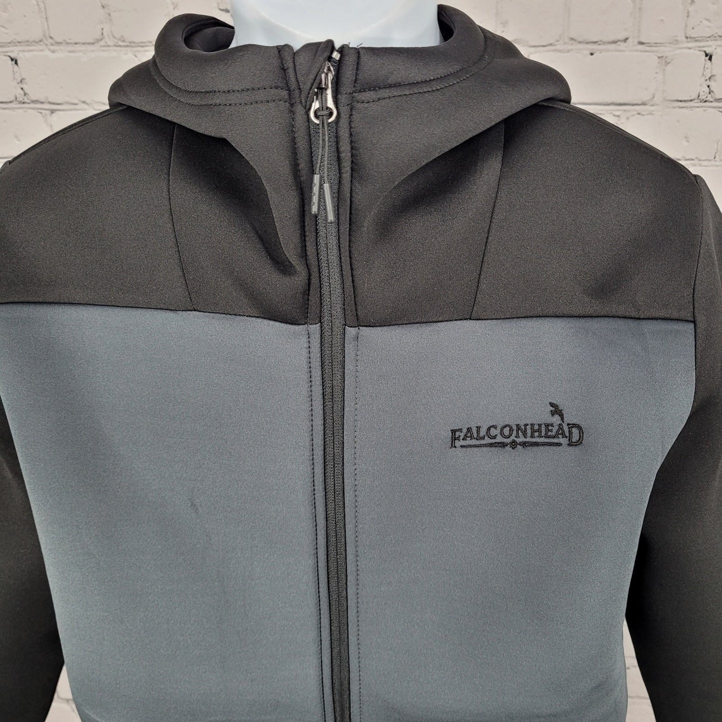 Antigua Black & Blue Falconhead Golf Hooded Full Zip Stretch Jacket Size Medium