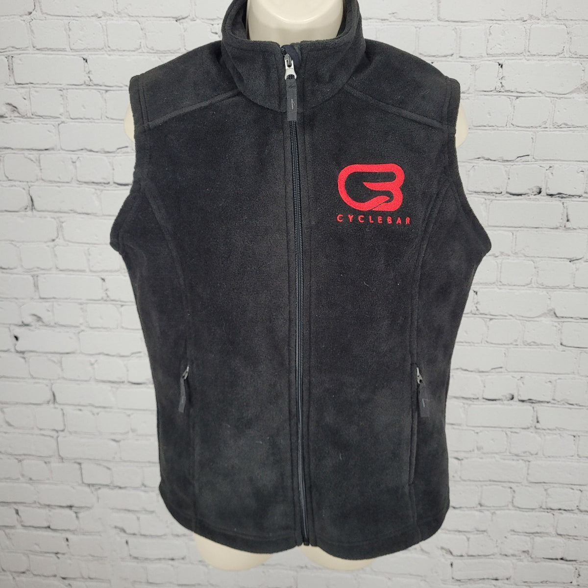 NWT Cyclebar Core365 Black Soft Fleece Full Zip Zipped Pockets Vest Size Small S