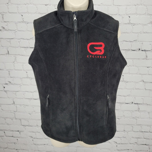 NWT Cyclebar Core365 Black Soft Fleece Full Zip Zipped Pockets Vest Size Small S