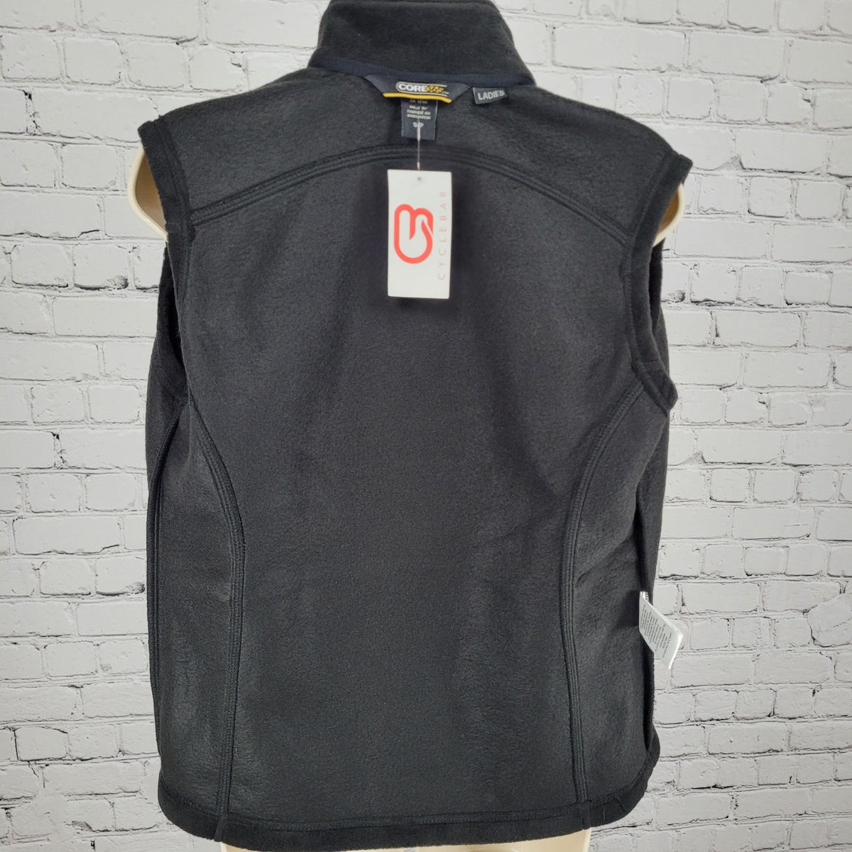 NWT Cyclebar Core365 Black Soft Fleece Full Zip Zipped Pockets Vest Size Small S