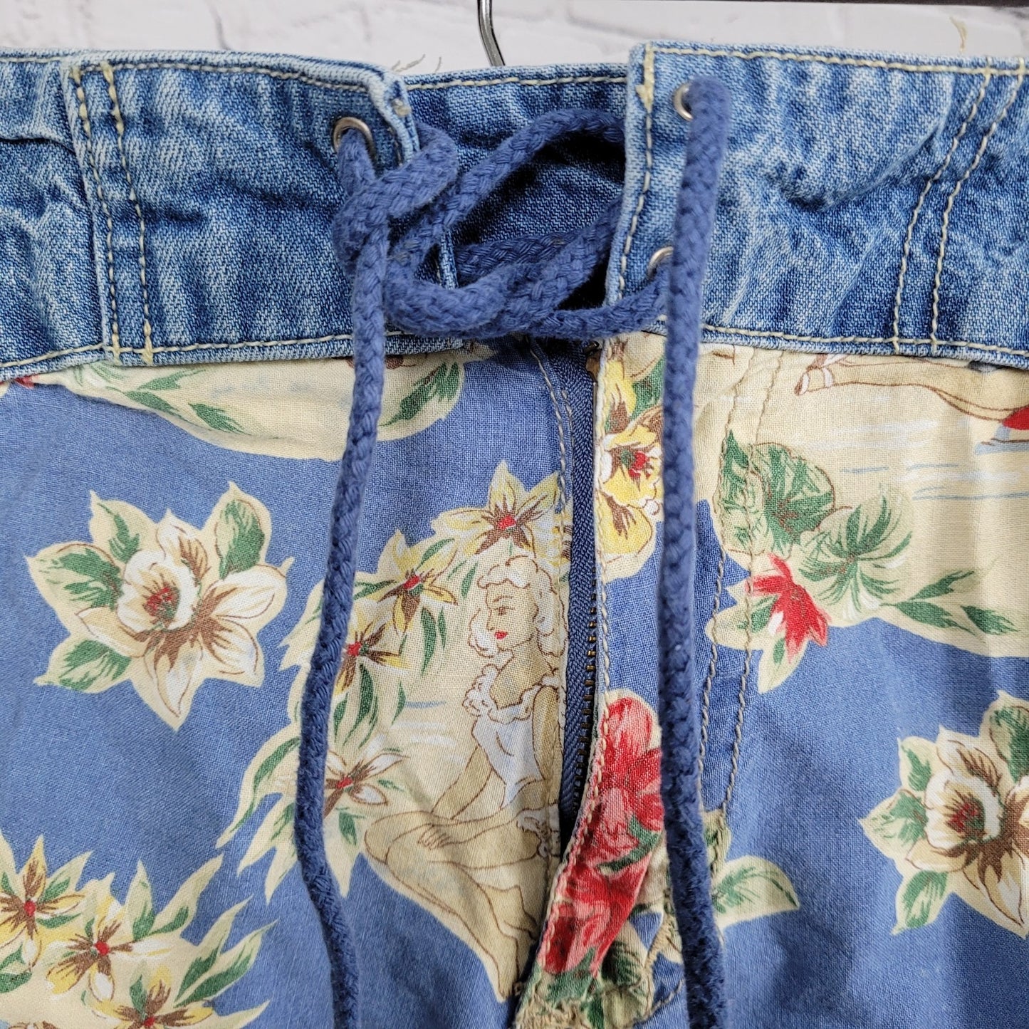 VTG Paris Blues Retro Girls Beach High Rise Lightweight Shorts USA 3 (24x3)