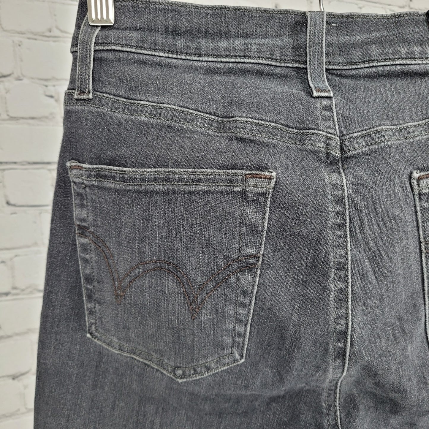 Edwin Grey Black Denim Mid Rise Straight Stretch Jeans USA Made Size 27 (27x26)