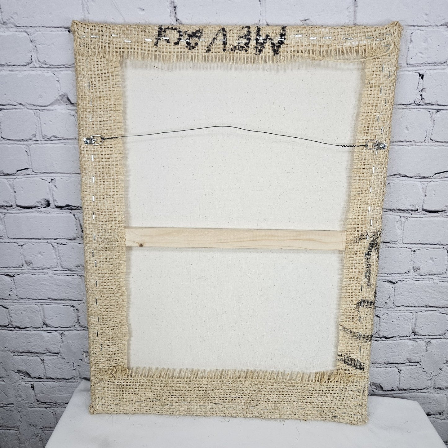 Cooperative Coffees Authentic Burlap Sack Wrapped Canvas Wood Framed Art 24x18