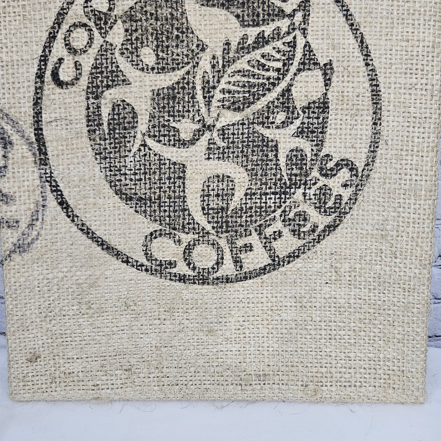 Cooperative Coffees Authentic Burlap Sack Wrapped Canvas Wood Framed Art 24x18