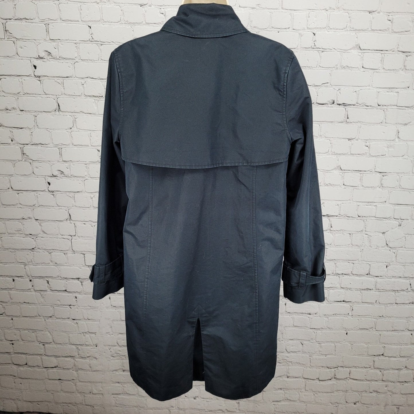 L.L. Bean Navy Double Breasted Buttoned Lined Pockets Trench Coat Small S