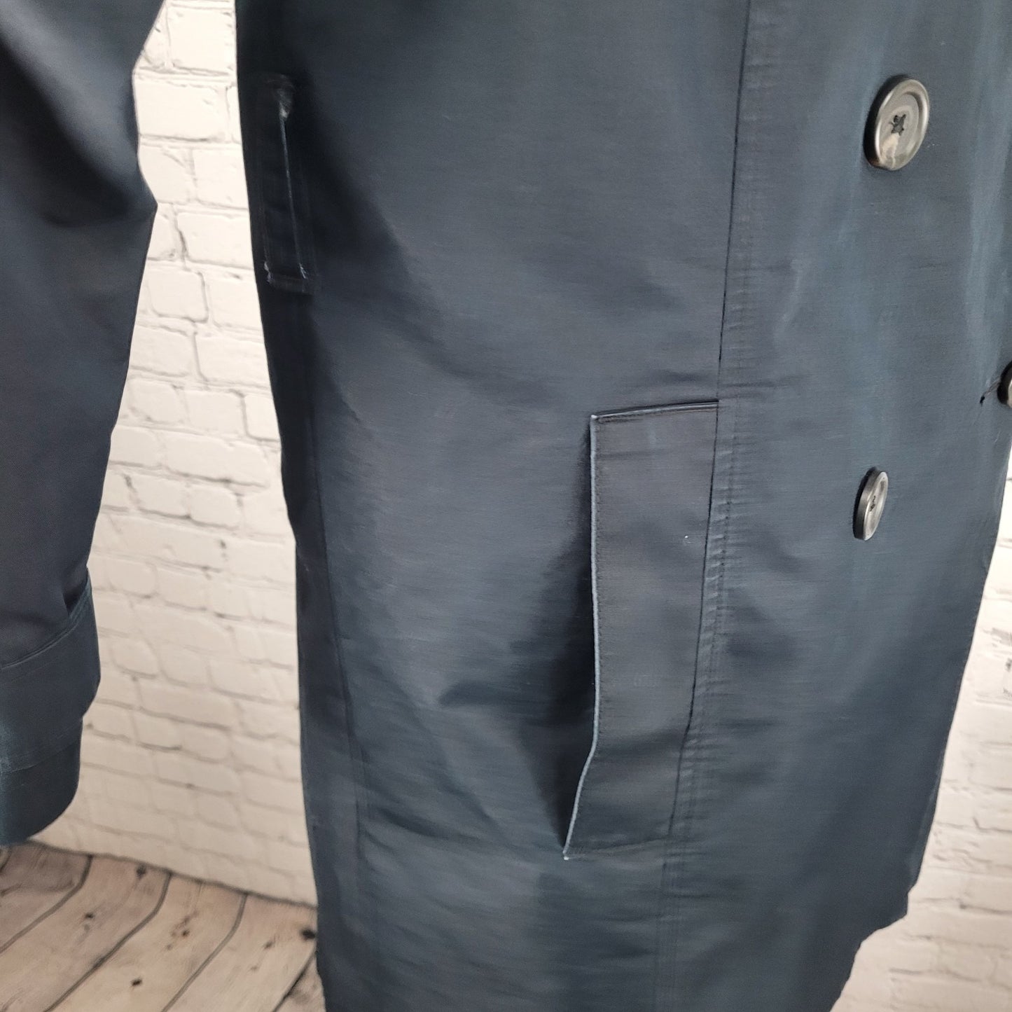 L.L. Bean Navy Double Breasted Buttoned Lined Pockets Trench Coat Small S