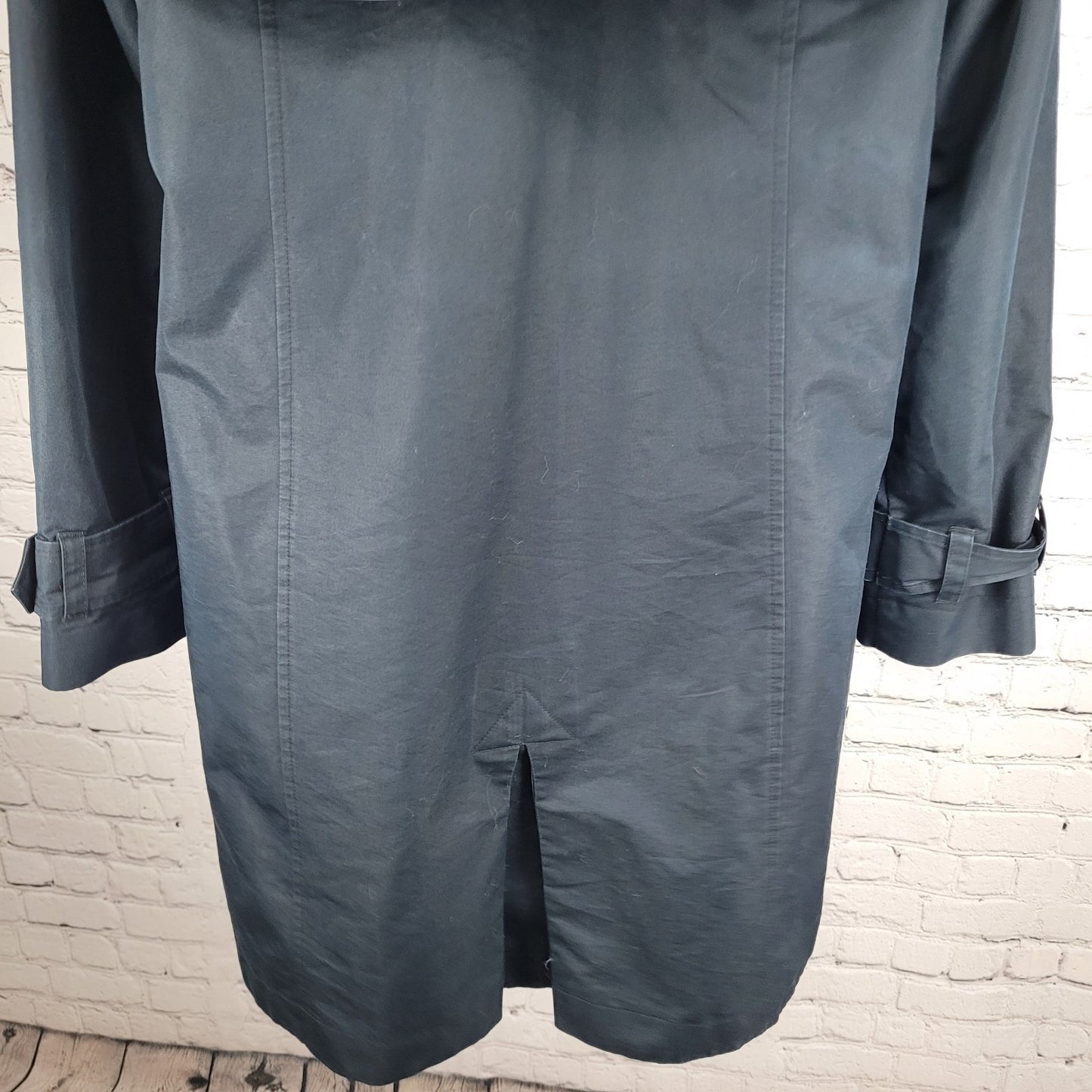 L.L. Bean Navy Double Breasted Buttoned Lined Pockets Trench Coat Small S