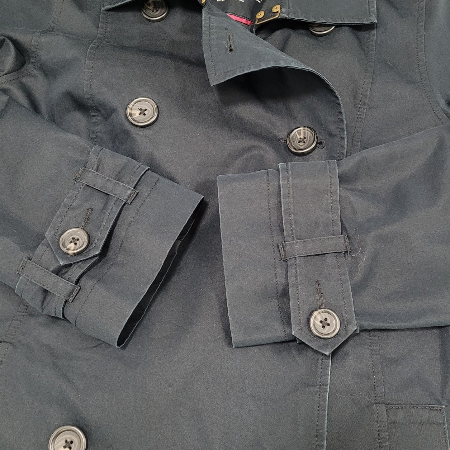 L.L. Bean Navy Double Breasted Buttoned Lined Pockets Trench Coat Small S