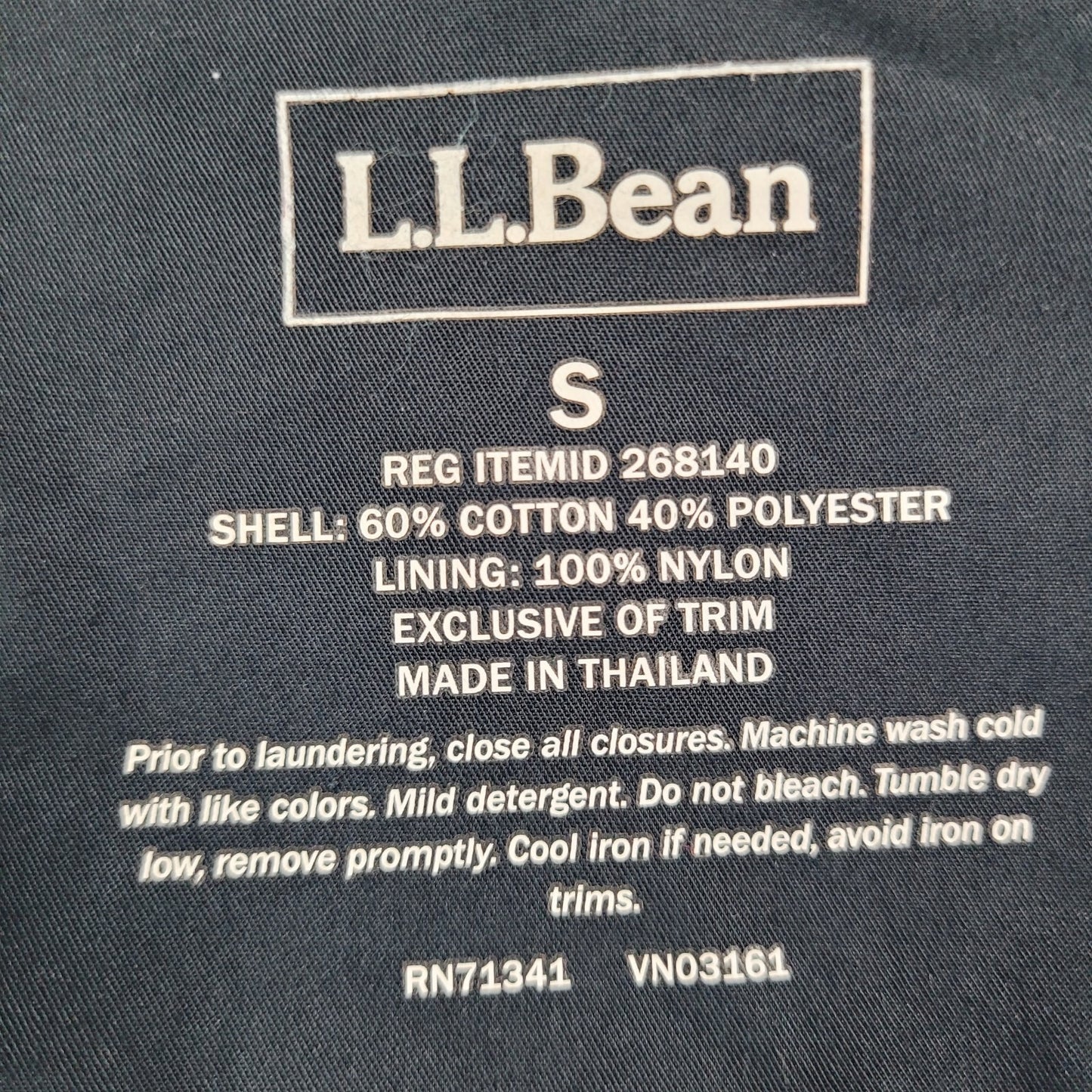 L.L. Bean Navy Double Breasted Buttoned Lined Pockets Trench Coat Small S