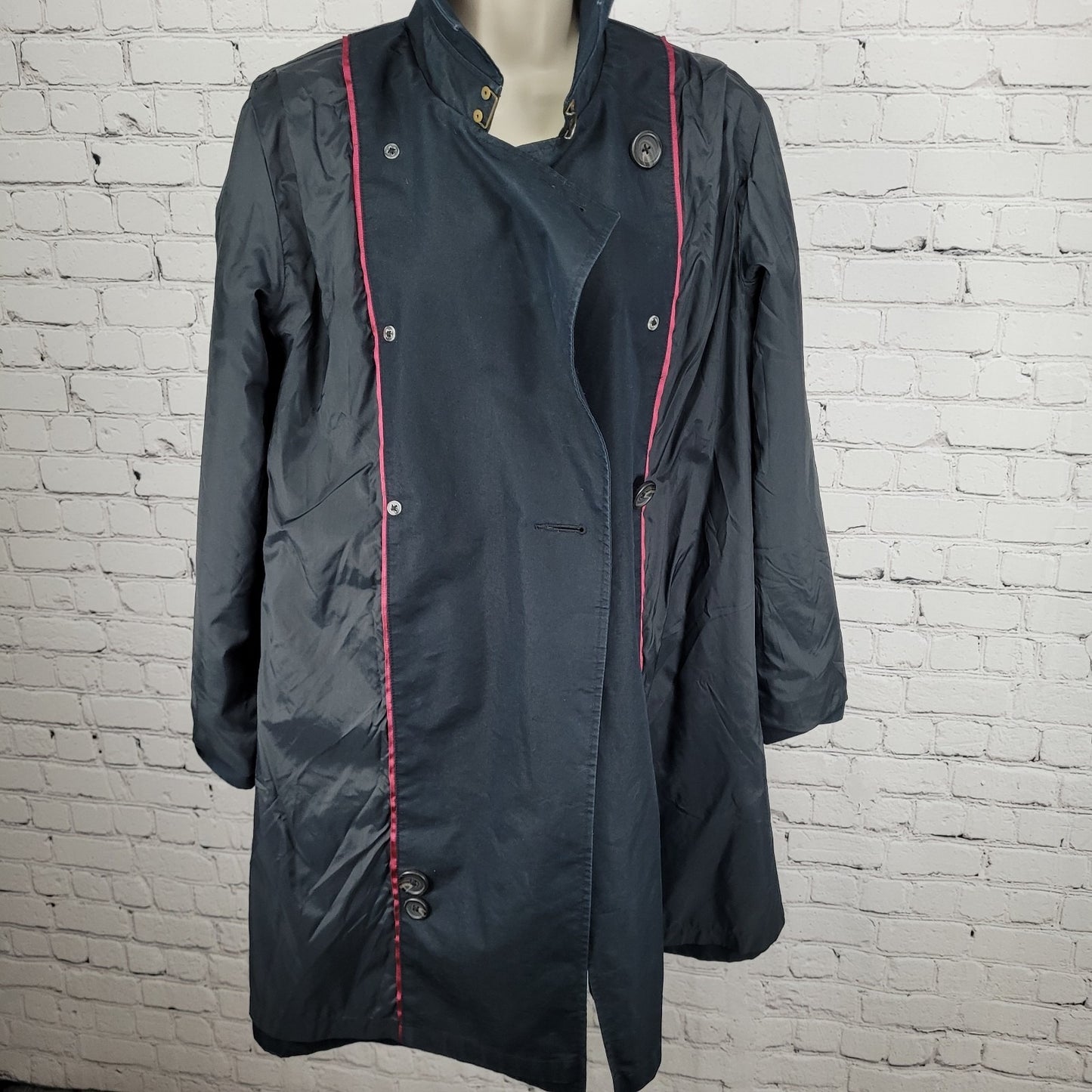 L.L. Bean Navy Double Breasted Buttoned Lined Pockets Trench Coat Small S