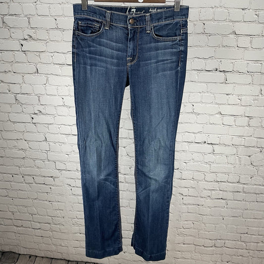 7 For All Mankind Blue Medium Wash Denim High Waist Bootcut Jeans 27 (29x32)