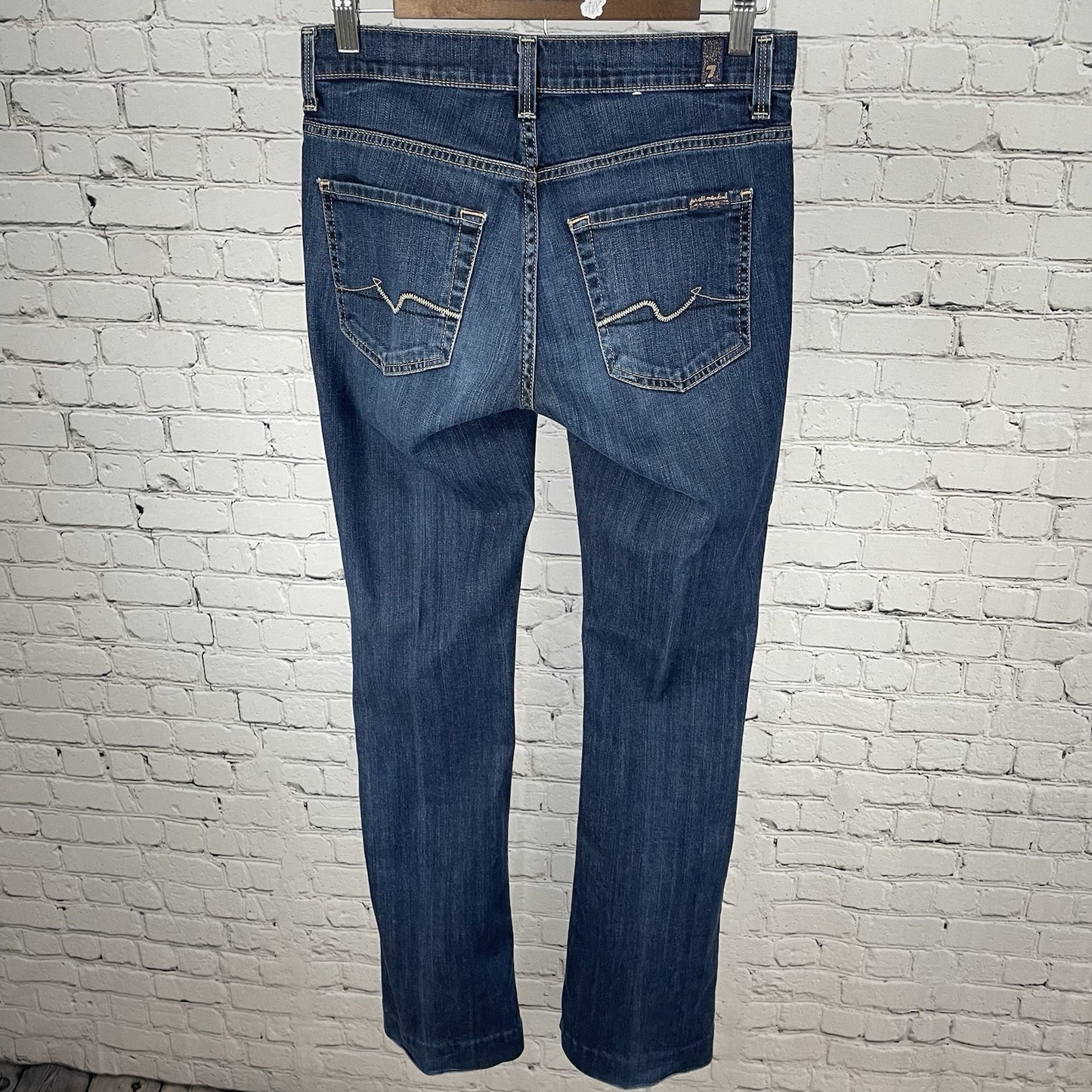 7 For All Mankind Blue Medium Wash Denim High Waist Bootcut Jeans 27 (29x32)