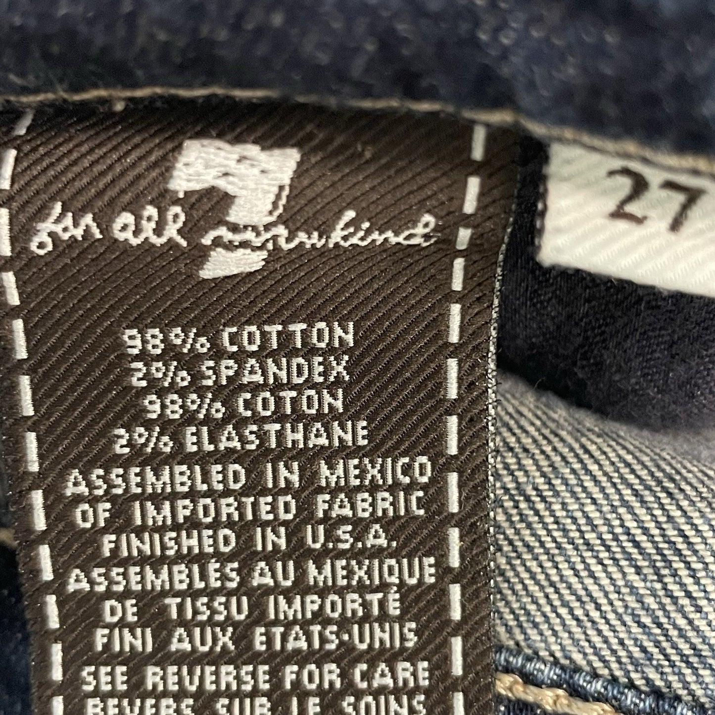 7 For All Mankind Blue Medium Wash Denim High Waist Bootcut Jeans 27 (29x32)