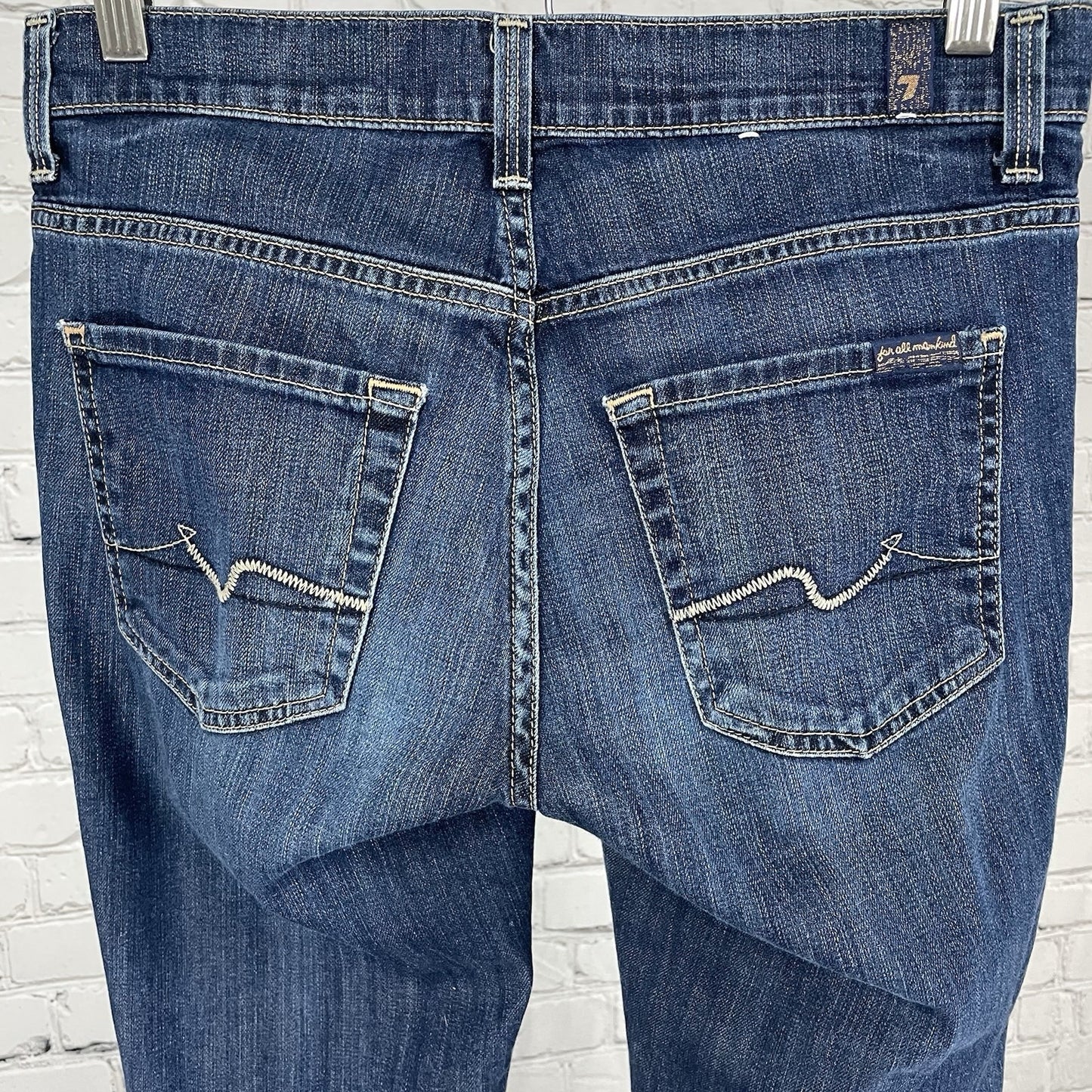 7 For All Mankind Blue Medium Wash Denim High Waist Bootcut Jeans 27 (29x32)