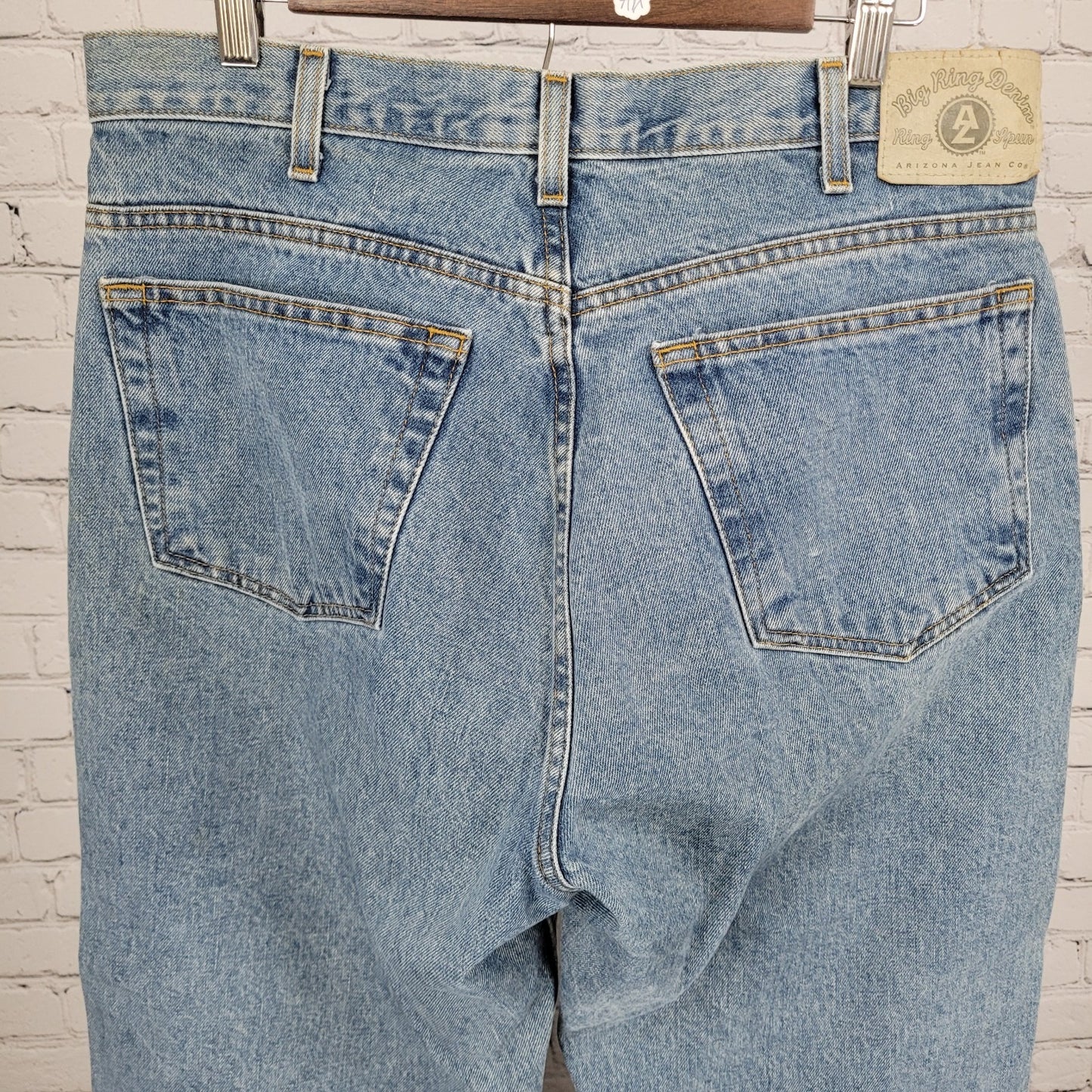 VTG Big Ring Denim Arizona Jeans Blue 100% Cotton Loose Fit Ring Spun Size 34x30